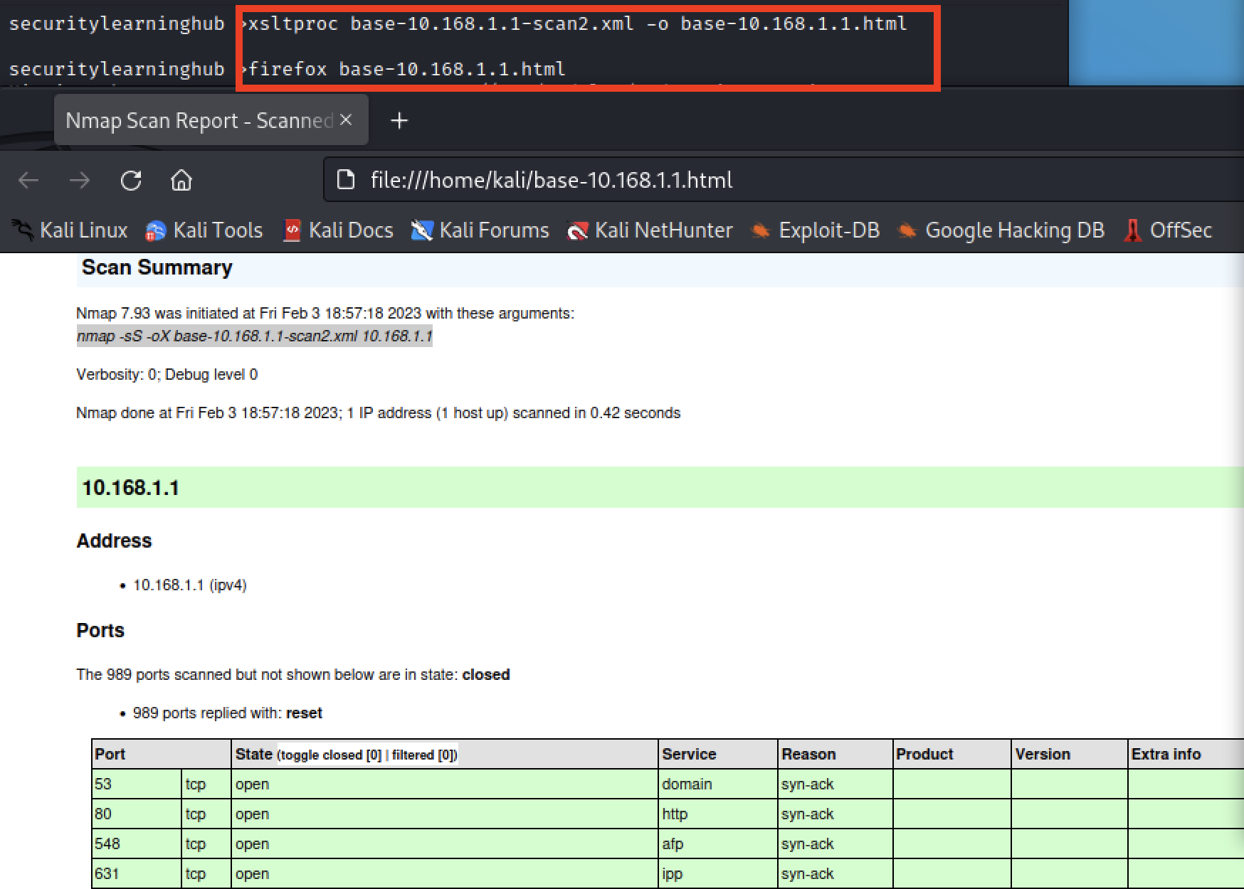 Nmap Security Scan Security Learning Hub - Resource for InfoSec Professionals!)